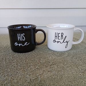 2-pc Mug Set - "HER ONE", "HIS ONLY" Black & White
